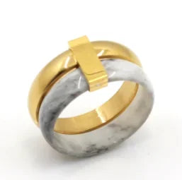 Anel de Aço Inoxidável para Mulheres com Zircônia Incrustada, Anéis à Prova d'Água, Joias Românticas da Moda