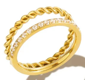 Anel de Aço Inoxidável para Mulheres com Zircônia Incrustada, Anéis à Prova d'Água, Joias Românticas da Moda