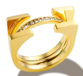Anel de Aço Inoxidável para Mulheres com Zircônia Incrustada, Anéis à Prova d'Água, Joias Românticas da Moda