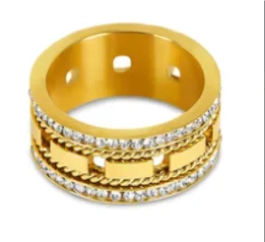 Anel de Aço Inoxidável para Mulheres com Zircônia Incrustada, Anéis à Prova d'Água, Joias Românticas da Moda